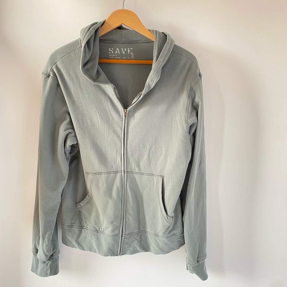 Save Khaki United Full Zip Hoodie • Soft Garment-Dyed Cotton • Size S